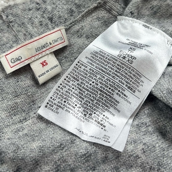 Gap long sleeve gray open front cotton lightweight cardigan sweater extra small - Picture 4 of 5